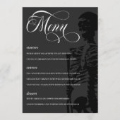 Dark Skeleton Beautiful Script Goth Wedding Menükarte (Vorderseite)