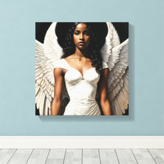 Dark Skin Black Girl Angel Leinwanddruck (Insitu (Holzboden))