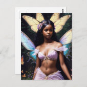 Dark Skin Fairy Black Girl Fantasy Art Fairycore Postkarte (Vorne/Hinten)