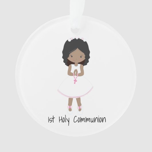 Dark Skin Girl 1. Heilige Kommunion Ornament (Vorderseite)