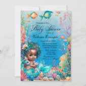 Dark Skin Mermaid Babydusche Einladung (Vorderseite)