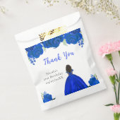 Dark Skin Princess Blue Floral Birthday Party Geschenktütchen (Versiegelt)