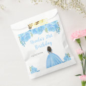 Dark Skin Princess Blue Floral Birthday Party Geschenktütchen (Versiegelt)