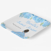 Dark Skin Princess Blue Floral Sweet Sixteen Pappteller (Gewinkelt)