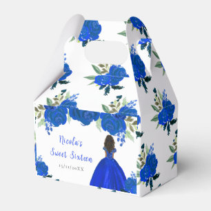 Dark Skin Princess BlueFloral 16 . Geburtstag Geschenkschachtel