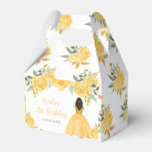 Dark Skin Princess Gold Floral Birthday Party Geschenkschachtel (Rückseite)