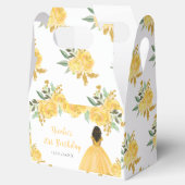 Dark Skin Princess Gold Floral Birthday Party Geschenkschachtel (Geöffnet)
