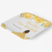 Dark Skin Princess Gold Floral Birthday Party Pappteller (Gewinkelt)