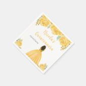 Dark Skin Princess Gold Floral Quinceanera Serviette (Ecke)