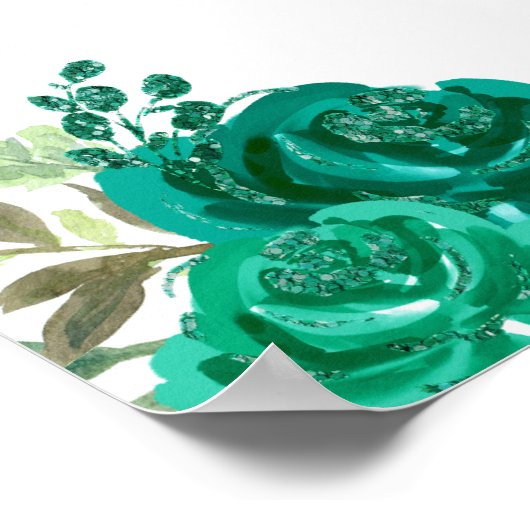 Dark Skin Princess Green Quinceanera Welcome Poster (Ecke)