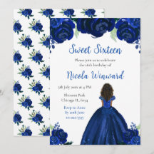 Dark Skin Princess Navy Floral 16 . Geburtstag