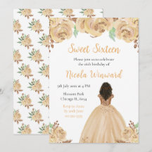 Dark Skin Princess Peach Floral 16 . Geburtstag