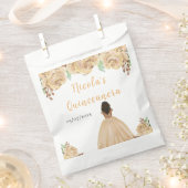 Dark Skin Princess Peach Floral Quinceanera Geschenktütchen (Ausgeschnitten)