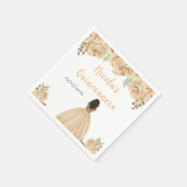 Dark Skin Princess Peach Floral Quinceanera Serviette (Ecke)