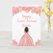 Dark Skin Princess Pink 16 . Geburtstag Karte (Gelbe Blume)