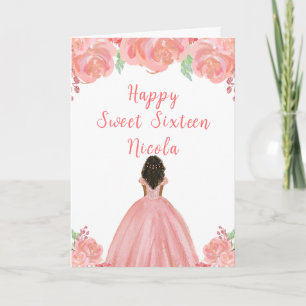 Dark Skin Princess Pink 16 . Geburtstag Karte