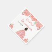 Dark Skin Princess Pink Floral Quinceanera Serviette (Ecke)