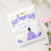 Dark Skin Princess Purple Floral Birthday Party Geschenktütchen (Versiegelt)