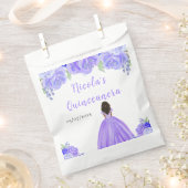 Dark Skin Princess Purple Floral Quinceanera Geschenktütchen (Ausgeschnitten)