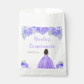 Dark Skin Princess Purple Floral Quinceanera Geschenktütchen (Vorderseite)