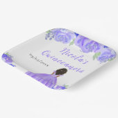 Dark Skin Princess Purple Floral Quinceanera Pappteller (Gewinkelt)