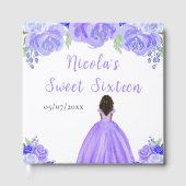 Dark Skin Princess Purple Sweet Sixteen Guest Book Gästebuch (Vorderseite)