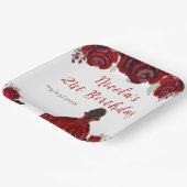 Dark Skin Princess Red Floral Birthday Pappteller (Gewinkelt)