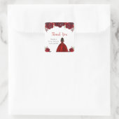 Dark Skin Princess Red Floral Sweet Sixteen Quadratischer Aufkleber (Tasche)