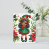 Dark-Skinned Christmas Elf Holiday Postkarte (Stehend Vorderseite)