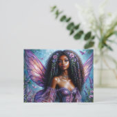 Dark-Skinned Fairy In Purple Floral Postkarte (Stehend Vorderseite)