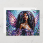 Dark-Skinned Fairy In Purple Floral Postkarte (Vorne/Hinten)