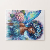 Dark-Skinned Fairy With Afro and Hydrangeas Puzzle (Horizontal)