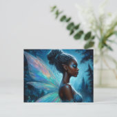 Dark-Skinned Fairy With Pointy Ears At Night Postkarte (Stehend Vorderseite)