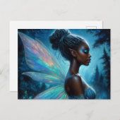 Dark-Skinned Fairy With Pointy Ears At Night Postkarte (Vorne/Hinten)