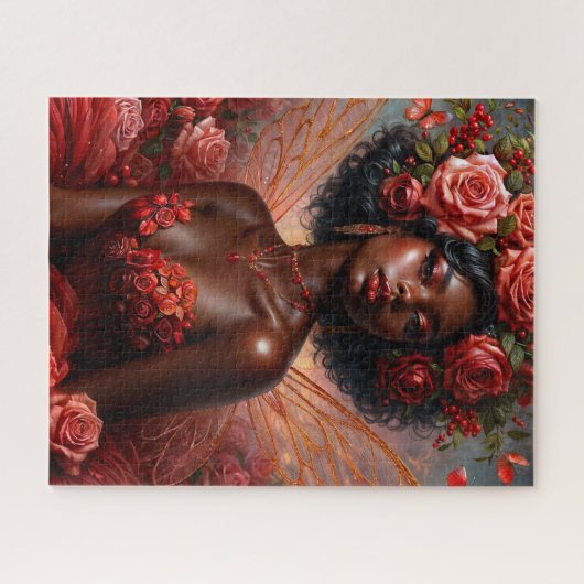 Dark-Skinned Rose Fairy In Red Puzzle (Horizontal)