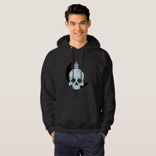 Dark Skull & Moon Candle Design | Horror Art Print Hoodie (Vorne ganz)