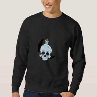 Dark Skull & Moon Candle Design | Horror Art Print Sweatshirt
