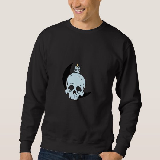 Dark Skull & Moon Candle Design | Horror Art Print Sweatshirt (Vorderseite)