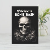 Dark Skull Themed Halloween Einladung (Stehend Vorderseite)