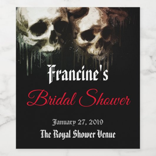 Dark Skulls Artistic Gothic Bridal Weinetikett (Einzelnes Label)