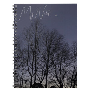 Dark Sky , Moon und Star Spiral Foto Notebook Notizblock