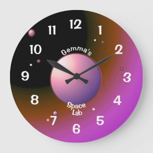 Dark Sky with Purple Moon Children's Clock Große Wanduhr
