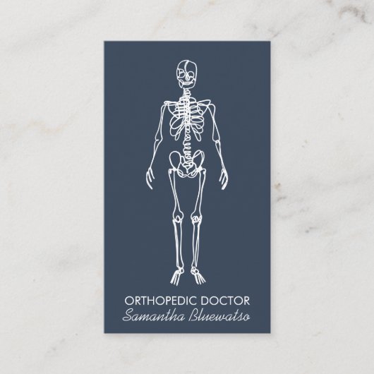 Dark Slate Blue Arzt Skeleton orthopädisch Visitenkarte (Vorderseite)