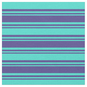 Dark Slate Blue & Turquoise farbige Linien Stoff
