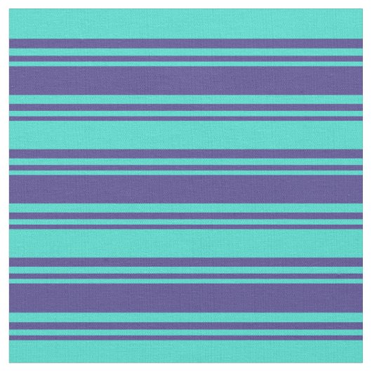 Dark Slate Blue & Turquoise farbige Linien Stoff (Nahaufnahme)