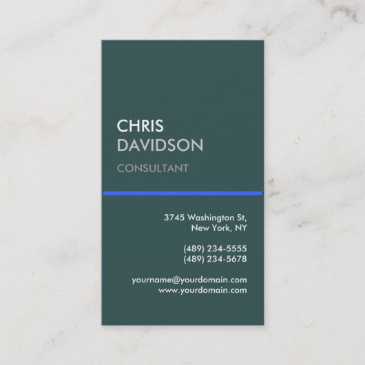 Dark Slate Gray Blue Line Business Card Visitenkarte (Vorderseite)