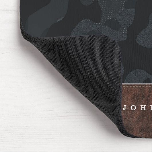 Dark Slate Gray Camouflage Pattern & Leder Mousepad (Ecke)
