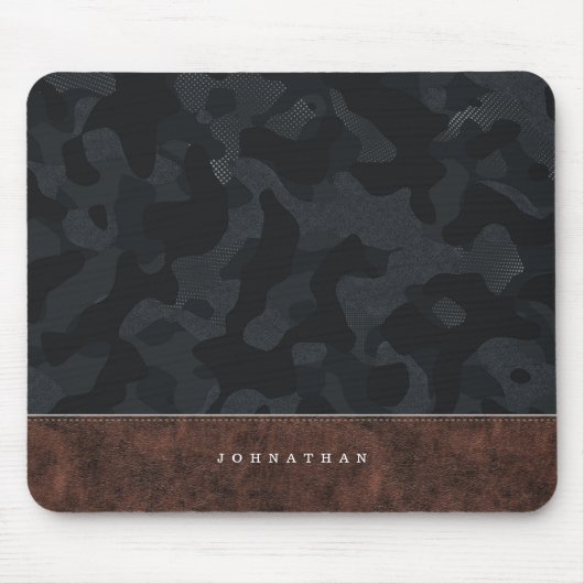 Dark Slate Gray Camouflage Pattern & Leder Mousepad (Vorne)
