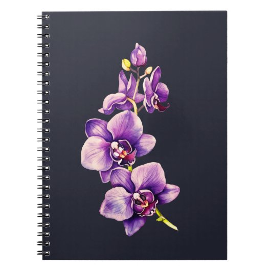 Dark Slate Gray, Lila Orchid Spiral Notebook Notizblock (Vorderseite)