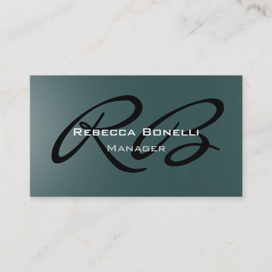 Dark Slate Gray Monogram Manager Business Card Visitenkarte (Vorderseite)